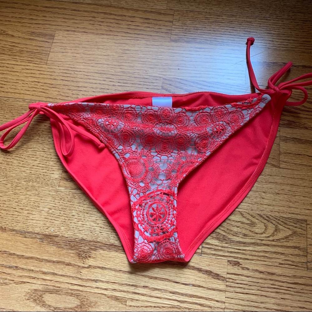 xhilaration red patterned swim bottoms